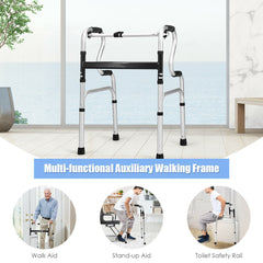 One-Button Folding Aluminum Walking Frame Walker