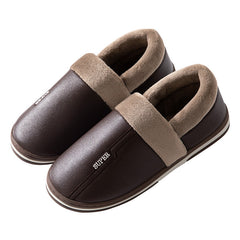 Waterproof Indoor Shoes Womans Mens Winter Home Slippers Faux Leather Warm Plush House Floor Slipper Anti-slip Footwear Women's Cozy Memory Foam Slippers With Warm Plush Fur Lining
