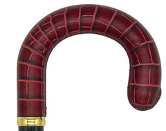 Classy Cane with Coconut Bordeaux Crook Handle in Italian Leather