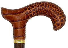 Classy Cane with Coconut Cognac Derby Handle in Italian Leather