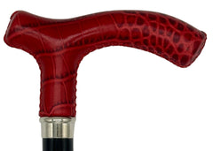 Classy Cane with Coconut Red Fritz Handle in Italian Leather