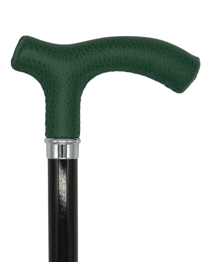 Classy Cane with Evergreen Fritz Style Handle in Italian Leather