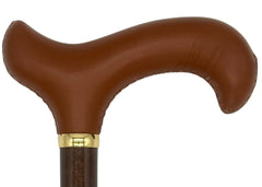 Classy Cane with Siena Reddish Brown Derby Handle in Italian Leather