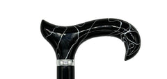 Classy Canes Black and White Swirl Handle on Black Shaft