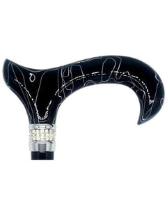 Classy Walking Canes Adjustable Elegant Black With Rhinestone Collar
