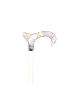 Classy Walking Canes Adjustable Elegant Shinny White with Rhinestone Collar