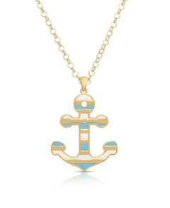 Anchor Pendant (Blue and White Stripes)