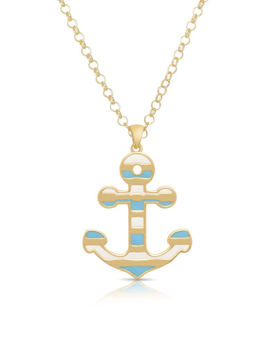 Anchor Pendant (Blue and White Stripes)
