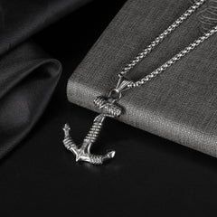 Men's Viking Boat Anchor Titanium Steel Vintage Stainless Necklace