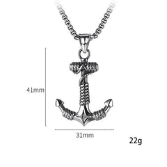 Men's Viking Boat Anchor Titanium Steel Vintage Stainless Necklace