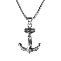Men's Viking Boat Anchor Titanium Steel Vintage Stainless Necklace