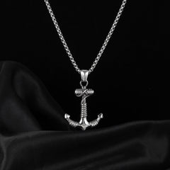 Men's Viking Boat Anchor Titanium Steel Vintage Stainless Necklace