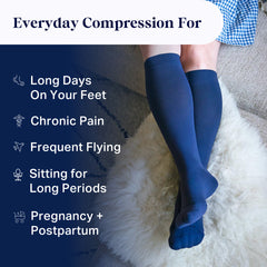 Knee-High Compression Socks - 3 Pack Solids Black/Rose/White