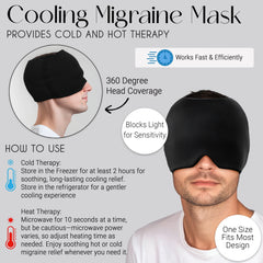 Rise Up and Recover - Migraine Relief 5pc Set (Incl. Headache Cap, Pressure Point Clip, Cooling Eye Masks, Neck Ice Pack Wrap) for Tension, Headaches, Stress, Hangover, Fatigue, Relaxation Self Care Gifts for Women & Men