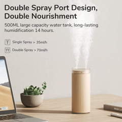 JisuLife HU16 Desktop Dual Mist Ports Humidifier, White Rechargeable, White Plug-in