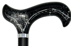 Tall Adjustable Classy Cane in Black-Silver 31" to 38"