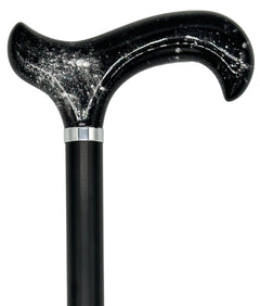 Tall Adjustable Classy Cane in Black-Silver 31" to 38"
