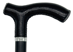 Tall Adjustable Classy Cane with Black Italian Leather 31" to 38"