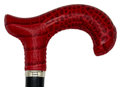 Tall Adjustable Coconut Red Derby Leather Handle 31" to 38"