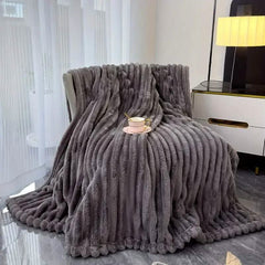 Ultra-Soft Double-Sided Fleece Blanket – Gray (All-Season)