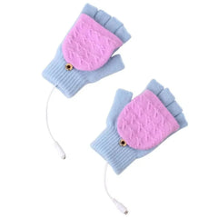 Comfortable Warm USB Heating Winter Gloves Hand Warmers Fingerless Mittens Hand Laptop Half Electric Heating Gloves Soft Hands Warmer