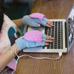 Comfortable Warm USB Heating Winter Gloves Hand Warmers Fingerless Mittens Hand Laptop Half Electric Heating Gloves Soft Hands Warmer