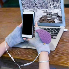 Comfortable Warm USB Heating Winter Gloves Hand Warmers Fingerless Mittens Hand Laptop Half Electric Heating Gloves Soft Hands Warmer