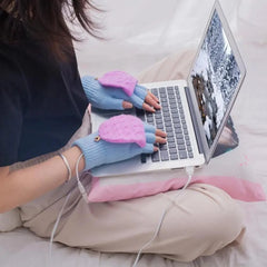 Comfortable Warm USB Heating Winter Gloves Hand Warmers Fingerless Mittens Hand Laptop Half Electric Heating Gloves Soft Hands Warmer
