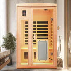 Low EMF Hemlock Wood Far-Infrared Indoor Two Person Sauna Room