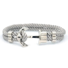 Elegant Modern Handmade Stainless Steel Men Anchor Bracelet made of Nylon in Navy Blue Color For Man