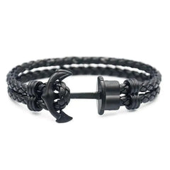 Elegant Modern Handmade Stainless Steel Men Anchor Bracelet made of Nylon in Navy Blue Color For Man