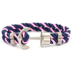 Elegant Modern Handmade Stainless Steel Men Anchor Bracelet made of Nylon in Navy Blue Color For Man