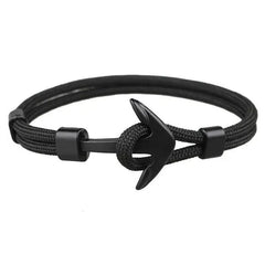 Elegant Modern Handmade Stainless Steel Men Anchor Bracelet made of Nylon in Navy Blue Color For Man