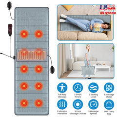 Full Body Electric Massage Mat with Heat Vibration Massage Pad Cushion Back Massage Mattress Chair Pad with Inflatable Head Pillow Lumbar Pillow with