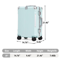 20 Inch Carry On Luggage - Aluminum Frame ABS Hard Shell Suitcase