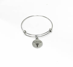 Asthma Medical Expanding Charm Bracelet, Medical Awareness Bracelet, Asthma Awareness, Asthma Alert Stacking Bracelet, Medical Notification