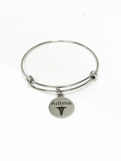 Asthma Medical Expanding Charm Bracelet, Medical Awareness Bracelet, Asthma Awareness, Asthma Alert Stacking Bracelet, Medical Notification