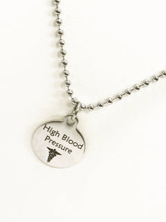 High Blood Pressure ID Necklace, High Blood Pressure Jewelry, High BP Necklace, Medical Necklace for Men, Medical ID Necklace