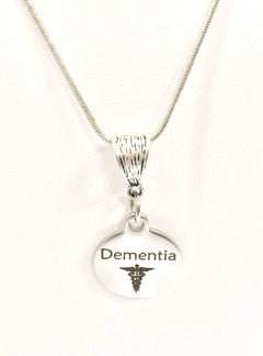 Dementia Necklace, Dementia Medical Condition Necklace, Dementia Awareness Engraved Pendant Necklace, Medical ID Jewelry, Dementia Jewelry