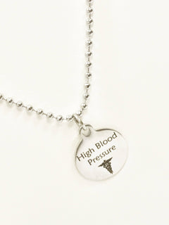 High Blood Pressure ID Necklace, High Blood Pressure Jewelry, High BP Necklace, Medical Necklace for Men, Medical ID Necklace