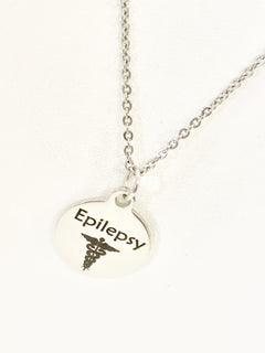 Epilepsy Necklace, Epilepsy Medical Necklace, Epilepsy Awareness Engraved Pendant Necklace, Medical ID Jewelry, Medical Caduceus