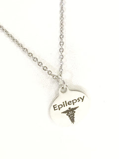 Epilepsy Necklace, Epilepsy Medical Necklace, Epilepsy Awareness Engraved Pendant Necklace, Medical ID Jewelry, Medical Caduceus