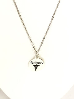 Epilepsy Necklace, Epilepsy Medical Necklace, Epilepsy Awareness Engraved Pendant Necklace, Medical ID Jewelry, Medical Caduceus