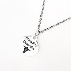 Bleeding Disorder Necklace, Bleeding Disorder Medical ID, Bleeding Condition Medical Notification, Medical Condition Necklace