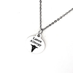 Latex Allergy Necklace, Allergic To Latex Medical ID, Latex Allergy Medical Condition Medical Notification, Medical Condition Necklace