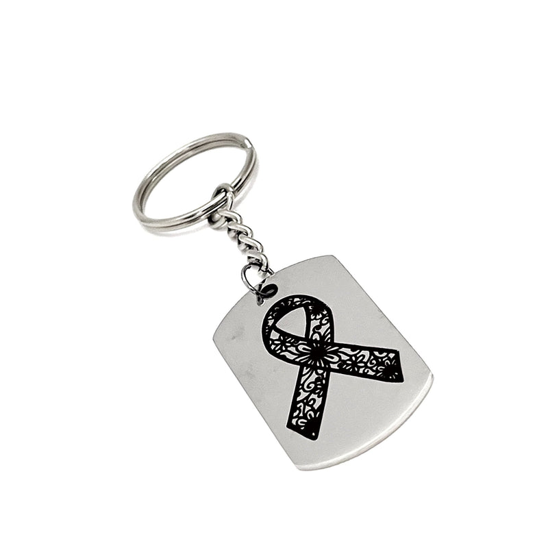 Floral Awareness Ribbon Keychain, Medical Awareness Keychain, Keychain Gift, Healthcare Worker Gift, Illness Gift, Sympathy Gift