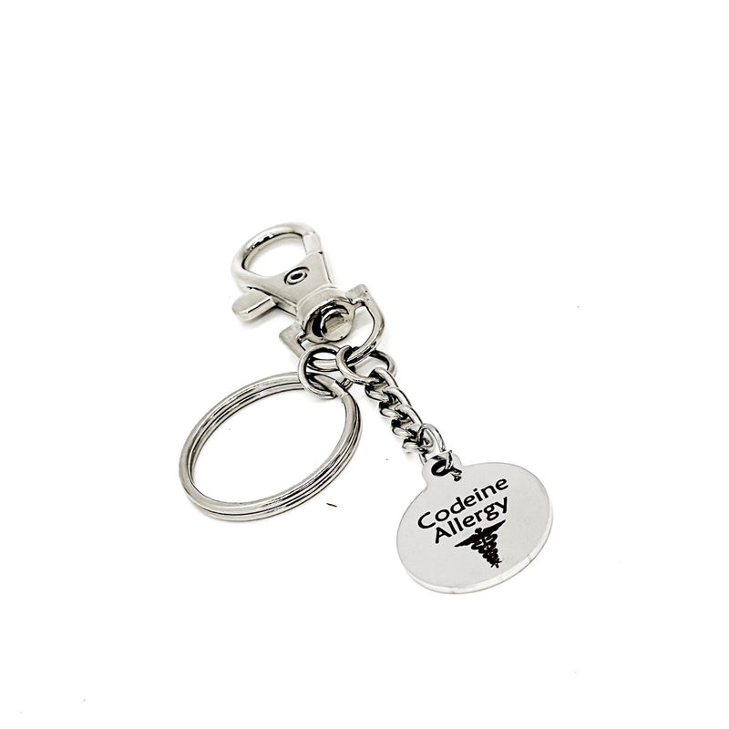 Medical Awareness Keychain, Codeine Allergy Keychain, Medical Allergy Notification, Charm Keychain, Clip On Keychain, Medical Condition
