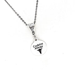 Medical Notice Necklace, Codeine Allergy Necklace, Codeine Allergy, Medicine Allergy Jewelry, Medical Awareness Necklace, Gift For Her