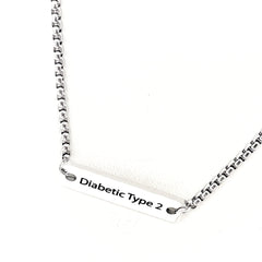 Medical Notice Necklace, Diabetic Type 2 Necklace, Diabetic Alert, Medical Condition Jewelry, Diabetes Necklace, Gift For Her, Gift For Him