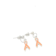 Silver-tone Orange Ribbon Earrings, Awareness Gifts, ADHD Kidney Cancer, Leukemia, Cultural Diversity, Lupus, Multiple Sclerosis Awareness